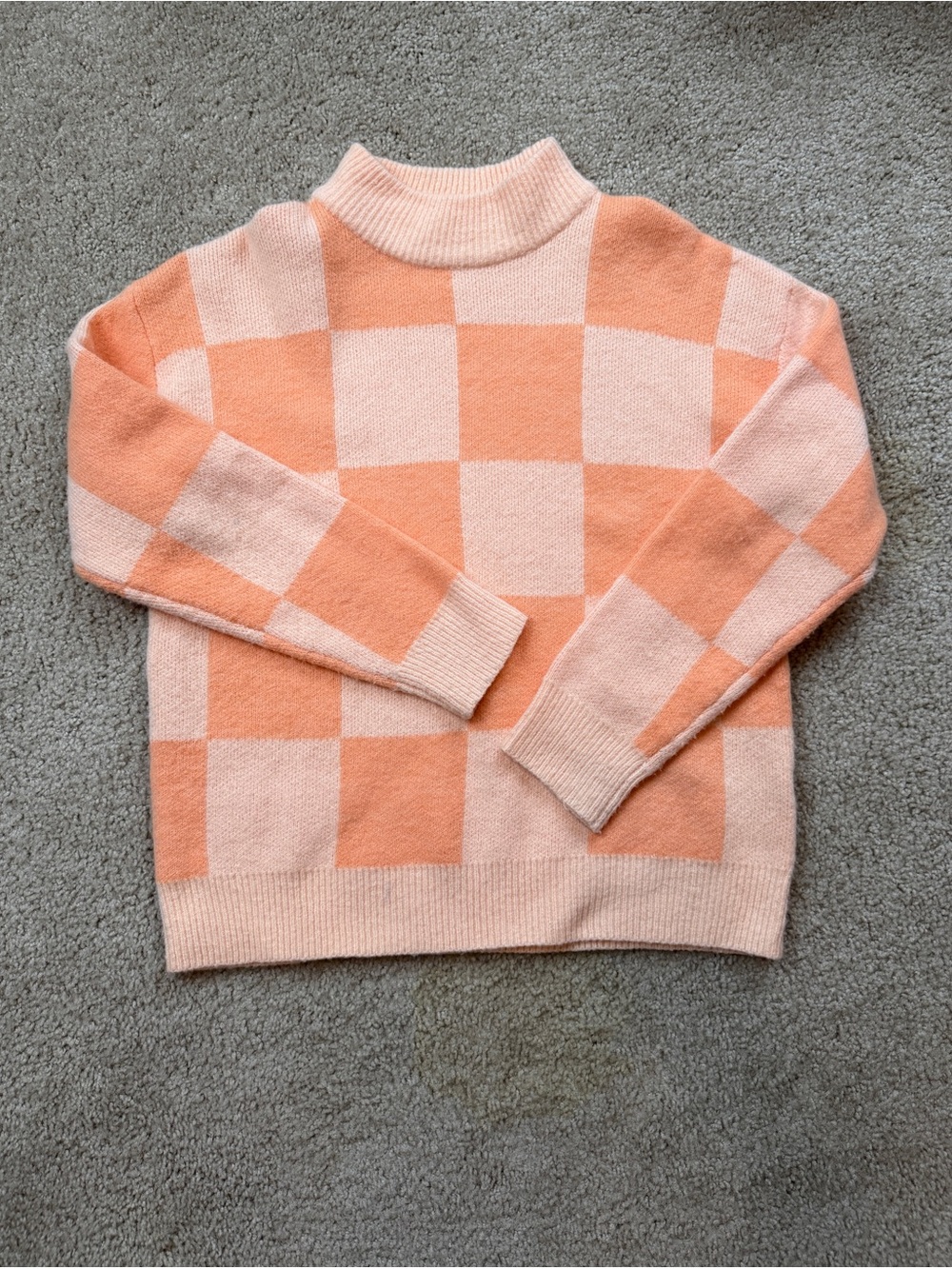 The Pants Store Women’s Checkerboard Mock Neck Sweater - Peach Pink